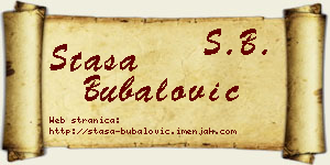 Staša Bubalović vizit kartica